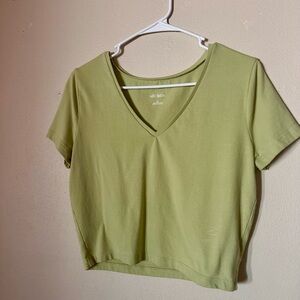 Wild Fable Olive V-Neck Crop Top